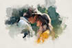 drawing handmade watercolor illustration