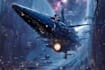 illustrate a spaceship sci fi illustration