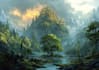 create stunning fantasy landscape, background illustration
