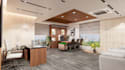 3d office interior design reception break room lobby hotel commercial building