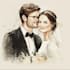 draw couple and wedding portrait illustration