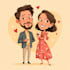 make design romantic caricature couple