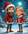 make christmas caricatures, winter holidays cartoons
