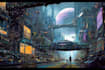create a cyberpunk futuristic city illustration