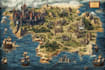 do line art fantasy map illustration
