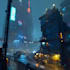 create cinematic sci fi city illustrations