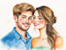 make a beautiful watercolor young couple portrait