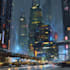 create cyberpunk city concept illustrations