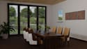 renew modern dining space,greenery atmosphere,wooden furniture texture rendering