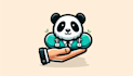 make panda hand skateboard mascot logo design in one day