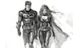 sketch an excellent couple superhero character