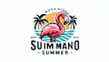 design flamingo summer with element logo in high definition