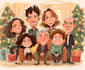 draw your group christmas, holiday funny cartoon caricature