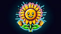 design neon style sunflower mascot logo with creative concept