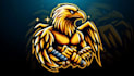 design golden eagle mascot logo with express delivery