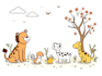 draw animals cartoon illustration