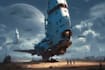 illustrate a sci fi spaceship art