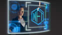create futuristic hologram animation, sci fi UI screen, 3d hologram animation