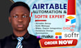 do airtable automation, airtable database crm, clay com, n8n ai, softr webapp