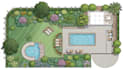 design layout 2d, landscape garden, backyard, pool
