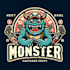make a create unique monster mascot logo with t shirt design