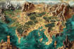 raw 2d rpg fantasy map, landscape, dndart map design