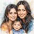 create a watercolor family portrait