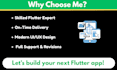 develop a professional flutter mobile app for android and ios