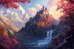 make a  fantasy background, landscape art