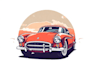 retro automotive tshirt, car show design