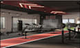 design modern gym interior render,fitness studio, hot yoga,weight lifting area
