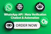 build whatsapp API, meta verification, chatbot and automation