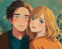 draw a couple illustration in anime style