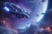 illustrate a sci fi spaceship art