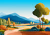 illustrate beautiful flat landscape illustration art