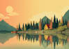 do a stunning flat landscape illustration in a modern style