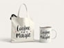 do creative tote bag and coffee mug design