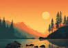 create flat landscape illustration of nature