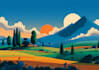 make a vector landscape flat illustration