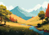 draw a flat landscape illustration
