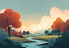 illustrate beautiful flat landscape illustration art