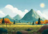draw a flat vector landscape illustration