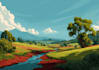 illustrate beautiful flat landscape illustration art