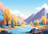 illustrate beautiful flat landscape illustration art
