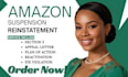 reinstate suspended amazon account, amazon poa appeal, fix section 3 suspension
