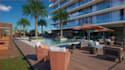 render real estate building, landscape model,mixed use development,garden layout