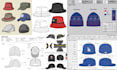 do hat and cap tech pack, bucket hat, trucker, dad cap with flat sketch design