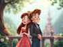 create cartoon disney couple portrait