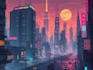 make cyberpunk city illustrations