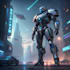custom futuristic mecha robot character art